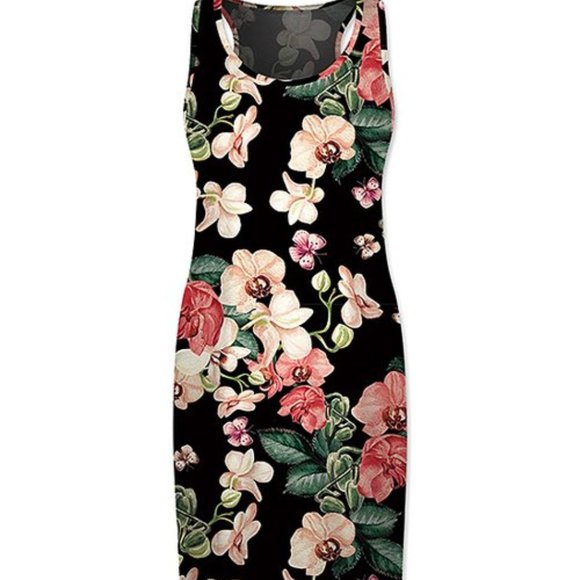 Udear Dresses & Skirts - Black Floral Sleeveless Sheath Dress